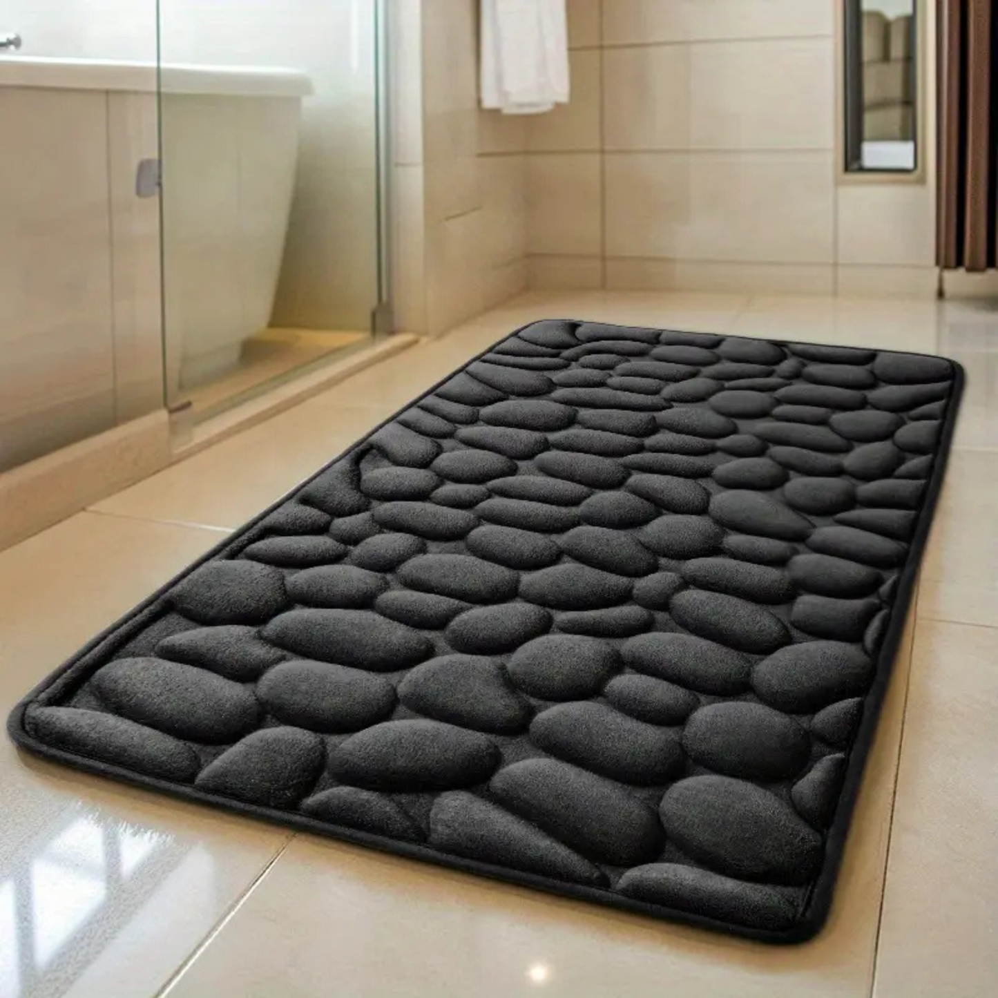 Set 4 Covorașe de Baie Antiderapante, Negru