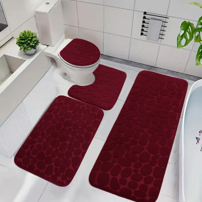 Set 4 Covorașe de Baie Antiderapante, Roșu