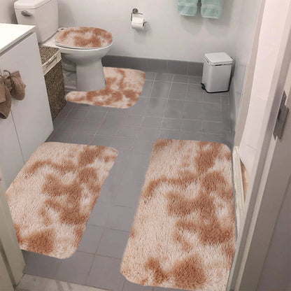 Set 4 Covorașe de Baie Antiderapante, material pufos, Crem