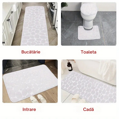 Set 4 Covorașe de Baie Antiderapante, Gri